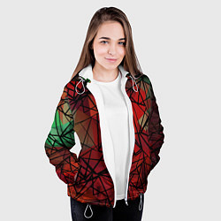 Куртка с капюшоном женская Абстрактный геометрический, цвет: 3D-белый — фото 2