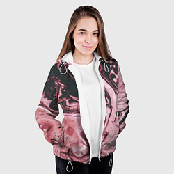 Куртка с капюшоном женская Розовые Разводы С черными, цвет: 3D-белый — фото 2