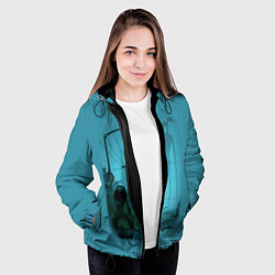 Куртка с капюшоном женская СИРЕНОГОЛОВЫЙ И ДЕВОЧКА, цвет: 3D-черный — фото 2