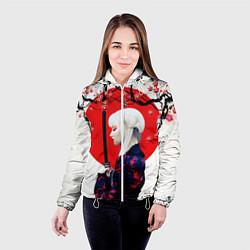 Куртка с капюшоном женская НАД ВЕТВЯМИ САКУРЫ, цвет: 3D-белый — фото 2