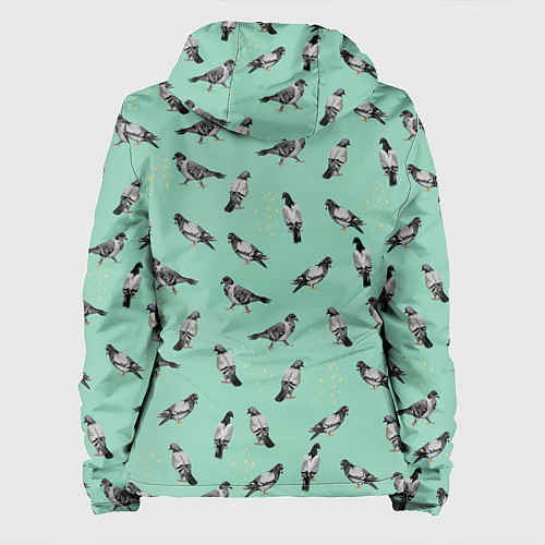 Женская куртка Голуби на зеленом / 3D-Белый – фото 2