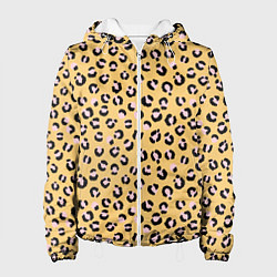 Куртка с капюшоном женская Желтый леопардовый принт, цвет: 3D-белый