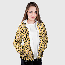 Куртка с капюшоном женская Желтый леопардовый принт, цвет: 3D-белый — фото 2