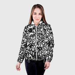 Куртка с капюшоном женская Graffiti black on white, цвет: 3D-белый — фото 2