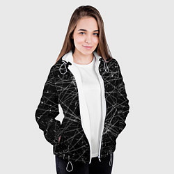 Куртка с капюшоном женская ТЕКСТУРА ГРАНЖ GRUNGE, цвет: 3D-белый — фото 2
