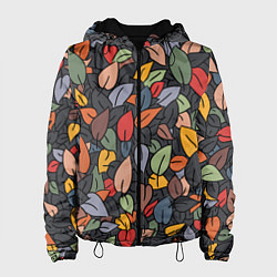 Куртка с капюшоном женская Рисованная Осень, цвет: 3D-черный