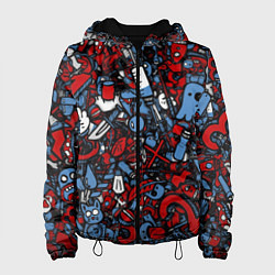 Куртка с капюшоном женская RedBlue stikers, цвет: 3D-черный