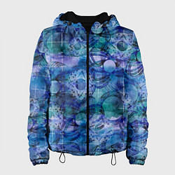 Куртка с капюшоном женская Абстракция - акварельный узор, цвет: 3D-черный