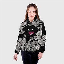 Куртка с капюшоном женская Деньги и купюры смайл, цвет: 3D-черный — фото 2