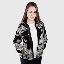 Куртка с капюшоном женская Деньги и купюры смайл, цвет: 3D-черный — фото 2