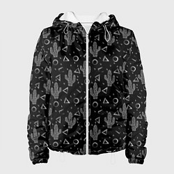 Женская куртка Черно белые кактусы