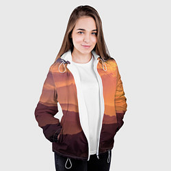 Куртка с капюшоном женская Закат в горах, цвет: 3D-белый — фото 2