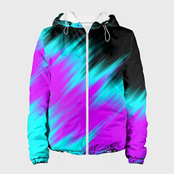 Куртка с капюшоном женская НЕОНОВЫЕ ПОЛОСЫ И НИЧЕГО ЛИШНЕГО NEON STRIPES, цвет: 3D-белый