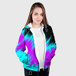 Куртка с капюшоном женская НЕОНОВЫЕ ПОЛОСЫ И НИЧЕГО ЛИШНЕГО NEON STRIPES, цвет: 3D-белый — фото 2