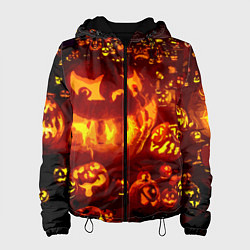 Куртка с капюшоном женская Тыквы на Хэллоуин, цвет: 3D-черный