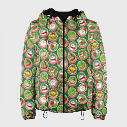 Куртка с капюшоном женская Новогодние Персонажи, цвет: 3D-черный