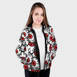 Куртка с капюшоном женская HALLOWEEN EYES ХЕЛЛОУИН ГЛАЗА, цвет: 3D-черный — фото 2