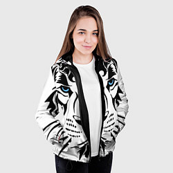 Куртка с капюшоном женская Водяной голубоглазый тигр, цвет: 3D-черный — фото 2