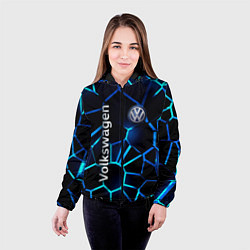 Куртка с капюшоном женская Фольксваген 3D плиты, цвет: 3D-черный — фото 2