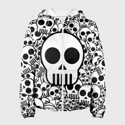 Куртка с капюшоном женская Черепа чб, цвет: 3D-белый