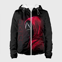 Женская куртка ИГРА В КАЛЬМАРА, СТРАЖ ТРЕУГОЛЬНИК, ФИГУРЫ ИГРЫ