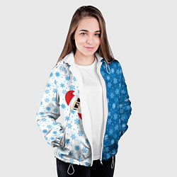 Куртка с капюшоном женская С Новым Годом дед мороз, цвет: 3D-белый — фото 2