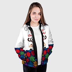 Куртка с капюшоном женская Merry Christmas оленёнок, цвет: 3D-черный — фото 2