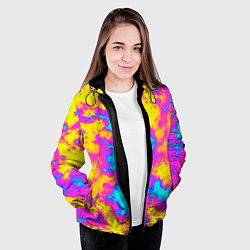 Куртка с капюшоном женская Яркая абстракция космических красок, цвет: 3D-черный — фото 2