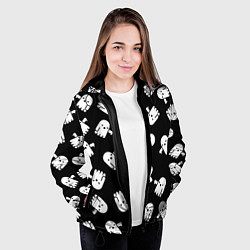 Куртка с капюшоном женская ПРИВИДЕНИЯ УЗОР HALLOWEEN, цвет: 3D-черный — фото 2