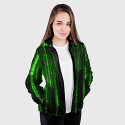 Куртка с капюшоном женская Матрица двоичный код, цвет: 3D-черный — фото 2