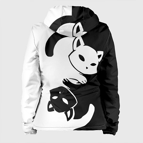 Женская куртка Черный и белый кот кувыркаются / 3D-Белый – фото 2