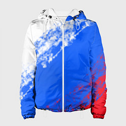 Куртка с капюшоном женская Флаг РФ триколор, цвет: 3D-белый