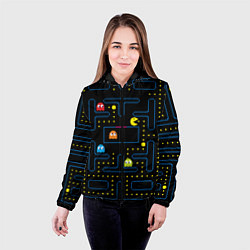 Куртка с капюшоном женская Пиксельный Пакман, цвет: 3D-черный — фото 2