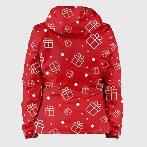 Женская куртка Новогодние подарки на красном фоне / 3D-Белый – фото 2