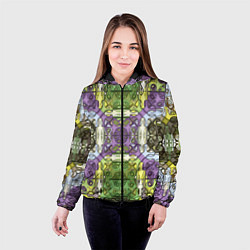 Куртка с капюшоном женская Коллекция Фрактальная мозаика Фиолетово-зеленый, цвет: 3D-черный — фото 2