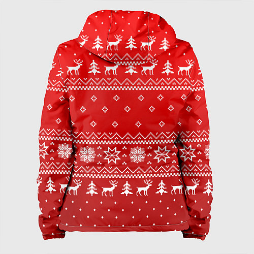 Женская куртка Красный узор с оленями / 3D-Белый – фото 2
