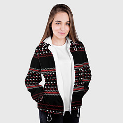 Куртка с капюшоном женская НОВОГОДНИЙ ПАТТЕРН SWEATER, цвет: 3D-белый — фото 2