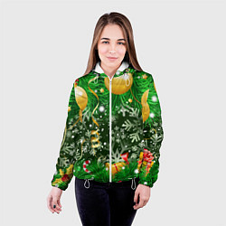 Куртка с капюшоном женская Новогоднее Настроение Елка, цвет: 3D-белый — фото 2