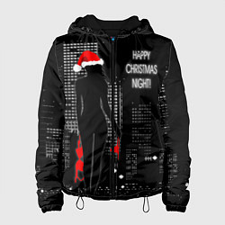 Куртка с капюшоном женская Happy Christmas Night!, цвет: 3D-черный
