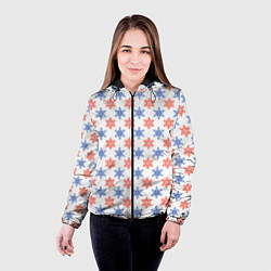Куртка с капюшоном женская Снежинки паттернsnowflakes pattern, цвет: 3D-черный — фото 2