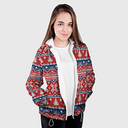 Куртка с капюшоном женская New Year Pattern, цвет: 3D-белый — фото 2