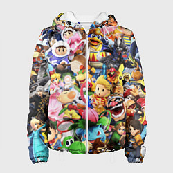 Куртка с капюшоном женская SUPER SMASH BROS ГЕРОИ ИГРЫ, цвет: 3D-белый