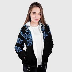 Куртка с капюшоном женская Минималистичные Снежинки, цвет: 3D-белый — фото 2