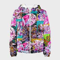 Куртка с капюшоном женская JOJO KILLER QUEEN КОРОЛЕВА УБИЙЦА УЗОР PATTERN, цвет: 3D-белый