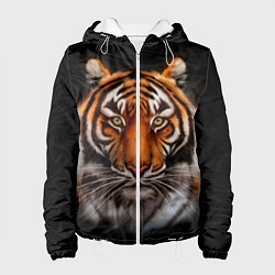 Куртка с капюшоном женская Реалистичный тигр Realistic Tiger, цвет: 3D-белый