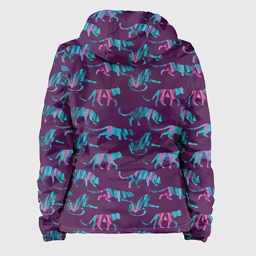 Женская куртка Тигры фейковый Glitch эффект / 3D-Черный – фото 2