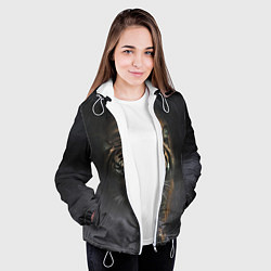 Куртка с капюшоном женская Тигр в тумане, цвет: 3D-белый — фото 2