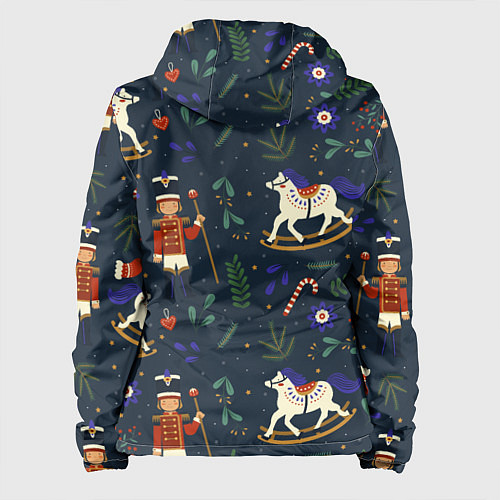 Женская куртка Щелкунчик паттерн с лошадкой / 3D-Черный – фото 2