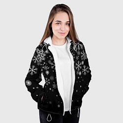 Куртка с капюшоном женская Снежинки - С Новый год, цвет: 3D-белый — фото 2