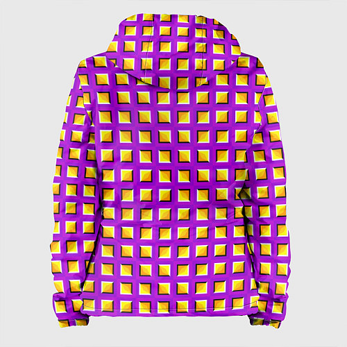 Женская куртка Фиолетовый Фон с Желтыми Квадратами Иллюзия Движен / 3D-Белый – фото 2